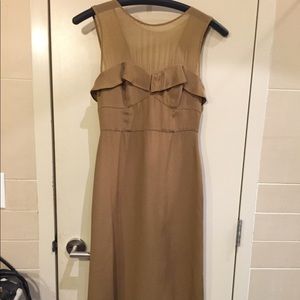 3.1 Phillip Lim Silk Metallic Taupe Midi Dress
